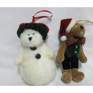 Boyds Bear Plush Bear Snowman Ornament Sparkle Q Snowberry 5" tall + Extra Bear